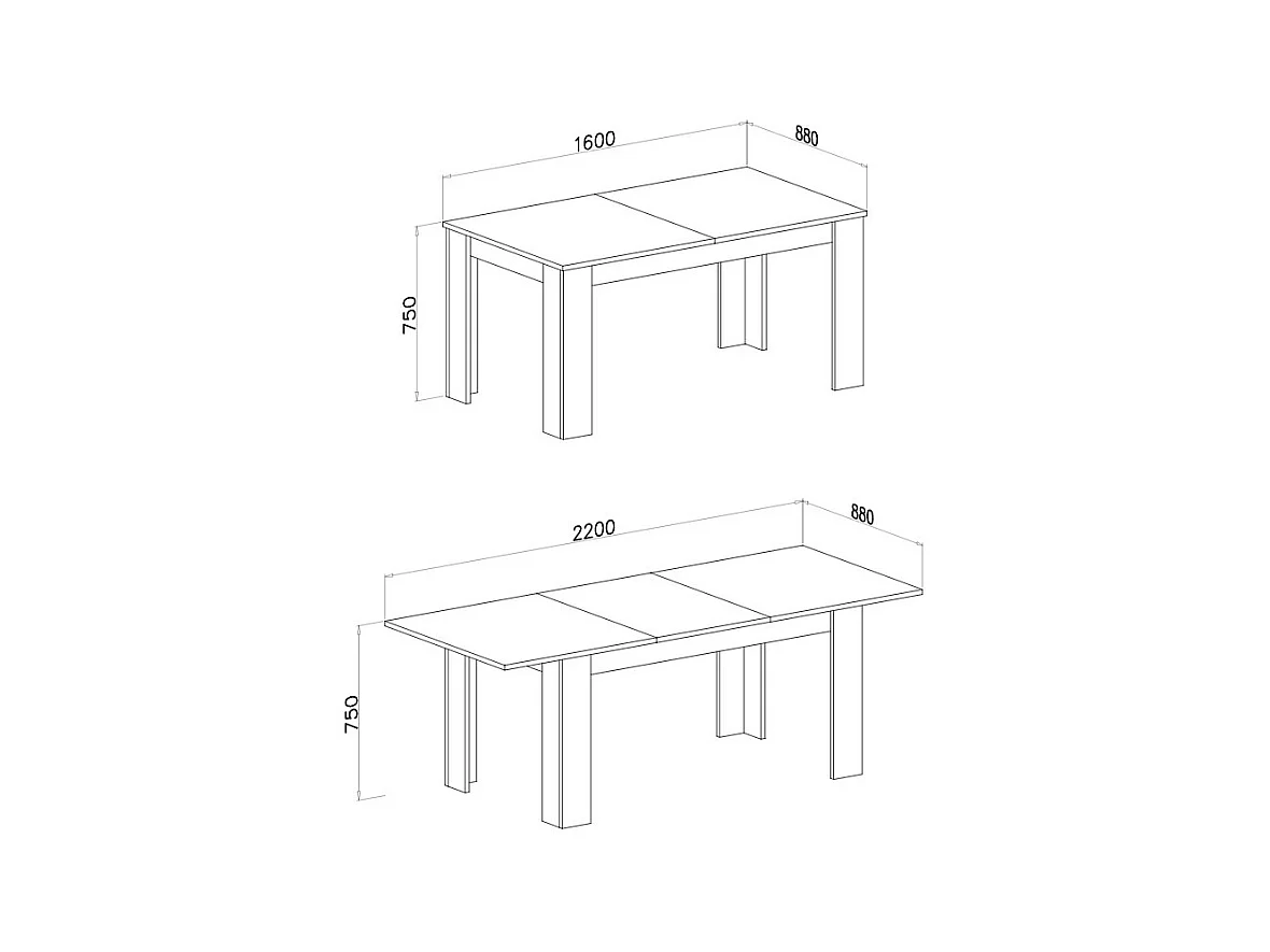 Tavolo rettangolare allungabile pino bianco e piano rovere Anthony 160x88x75H stile shabby