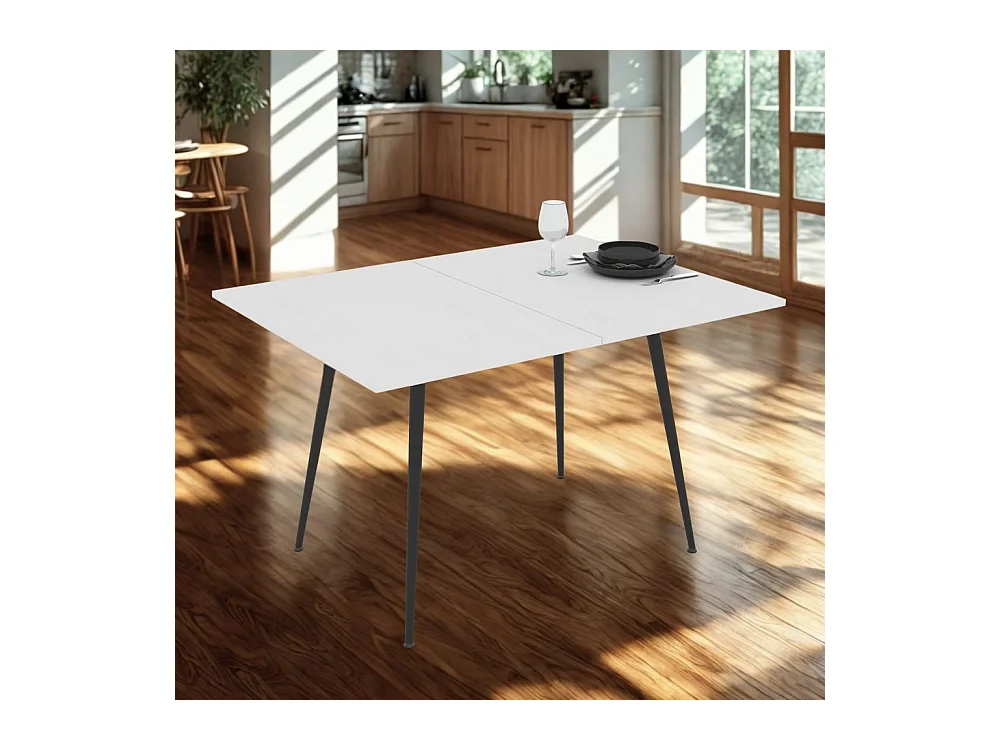 Tavolo allungabile e girevole bianco Lilis 90x60x75H