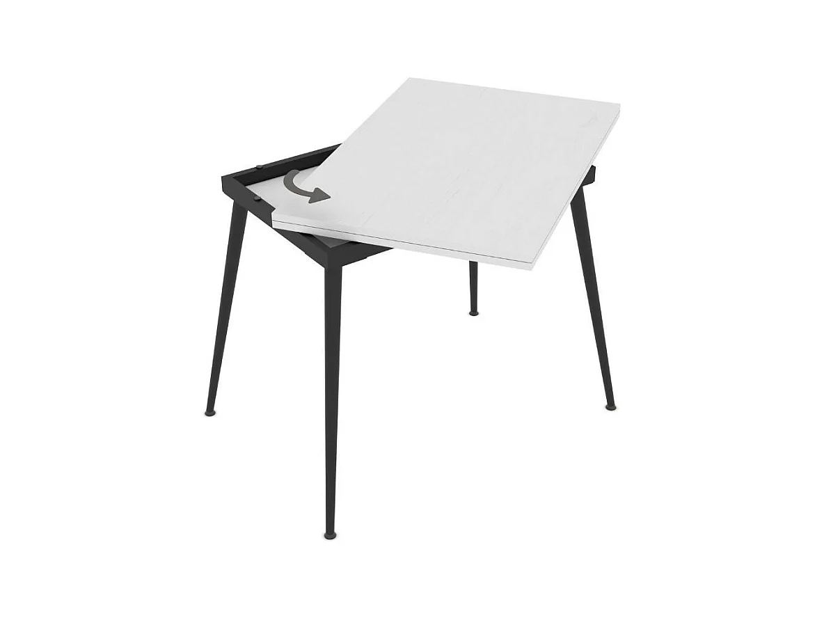 Tavolo allungabile e girevole bianco Lilis 90x60x75H