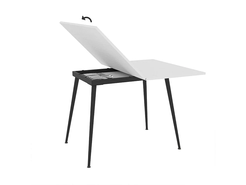 Tavolo allungabile e girevole bianco Lilis 90x60x75H