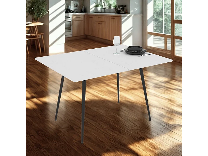 Tavolo allungabile e girevole bianco Lilis 90x60x75H