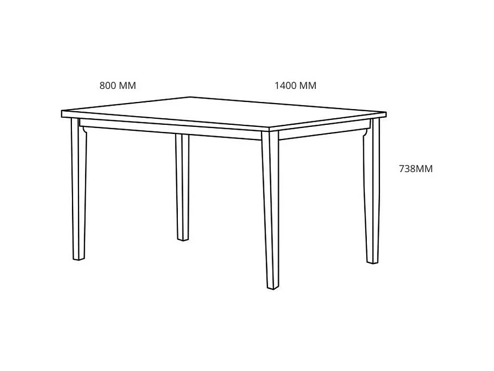 Tavolo rettangolare colore rovere Dori 140x80x74