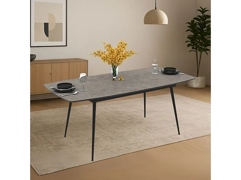 Tavolo allungabile colore cemento con gambe nere 145x80x75H allungabile a 185 Yense