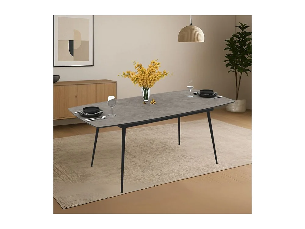 Tavolo allungabile colore cemento con gambe nere 145x80x75H allungabile a 185 Yense
