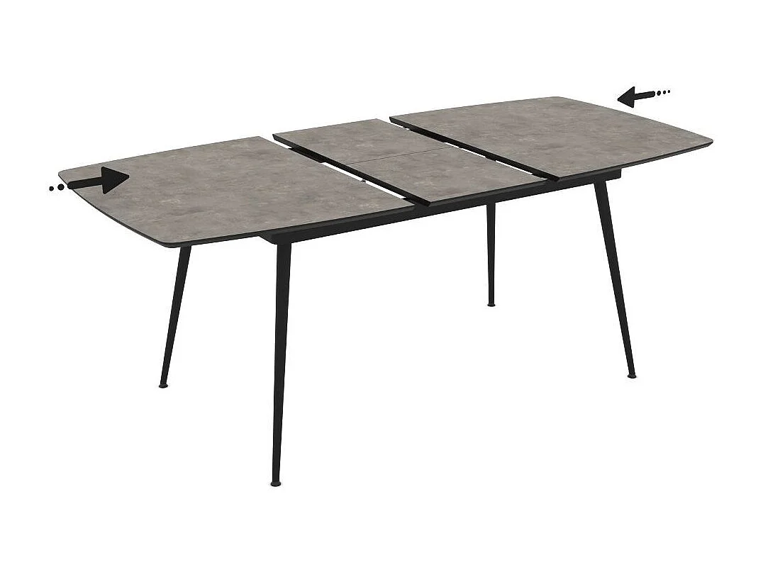 Tavolo allungabile Yense colore cemento con gambe nere 145x80x75H