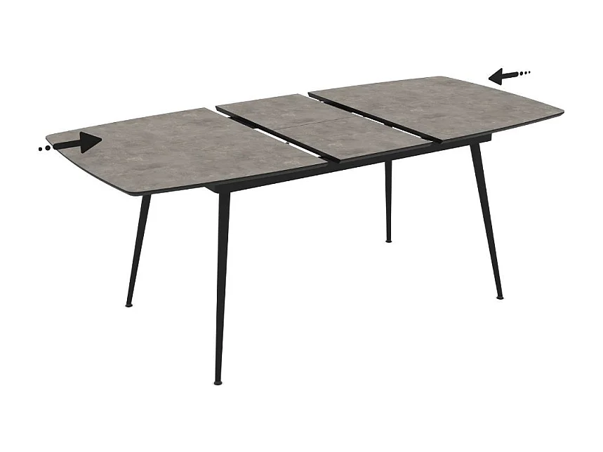 Tavolo allungabile Yense colore cemento con gambe nere 145x80x75H