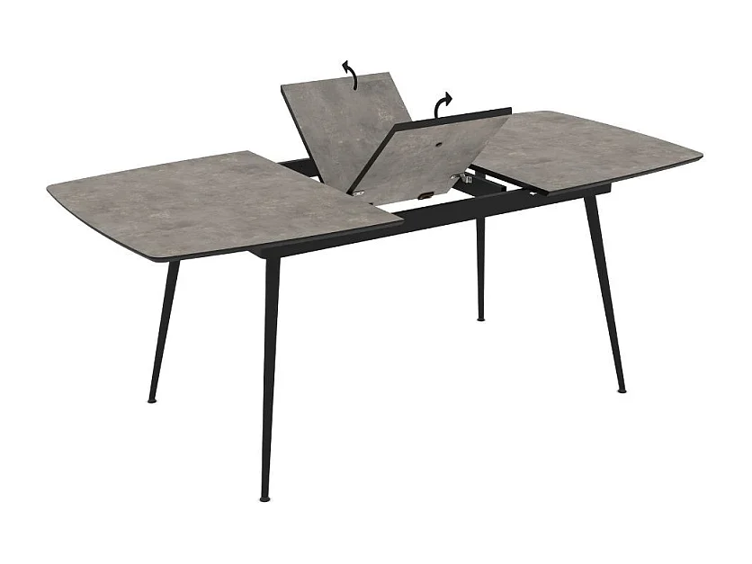 Tavolo allungabile Yense colore cemento con gambe nere 145x80x75H