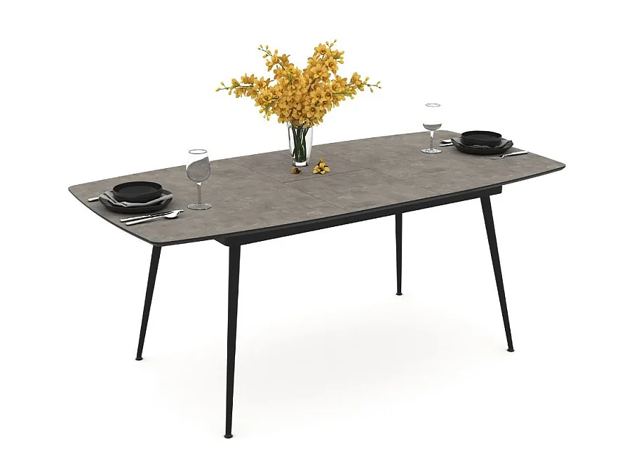 Tavolo allungabile Yense colore cemento con gambe nere 145x80x75H