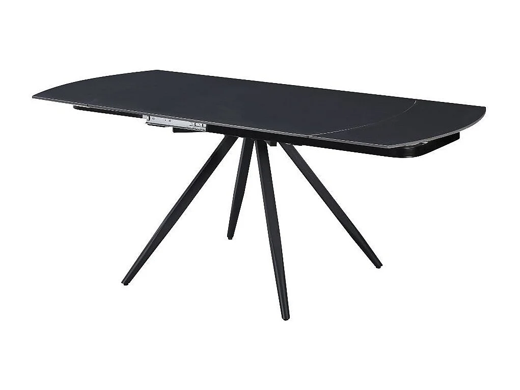 Tavolo girevole allungabile Kitti con piano in ceramica effetto marmo nero opaco 120x88x76H