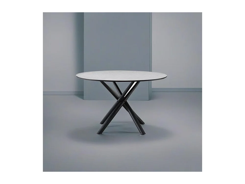 Tavolo rotondo Logan piano cemento e gambe nere 120x120x76.5H