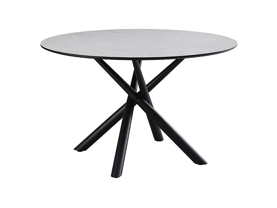 Tavolo rotondo Logan piano cemento e gambe nere 120x120x76.5H