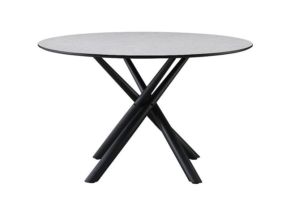 Tavolo rotondo Logan piano cemento e gambe nere 120x120x76.5H