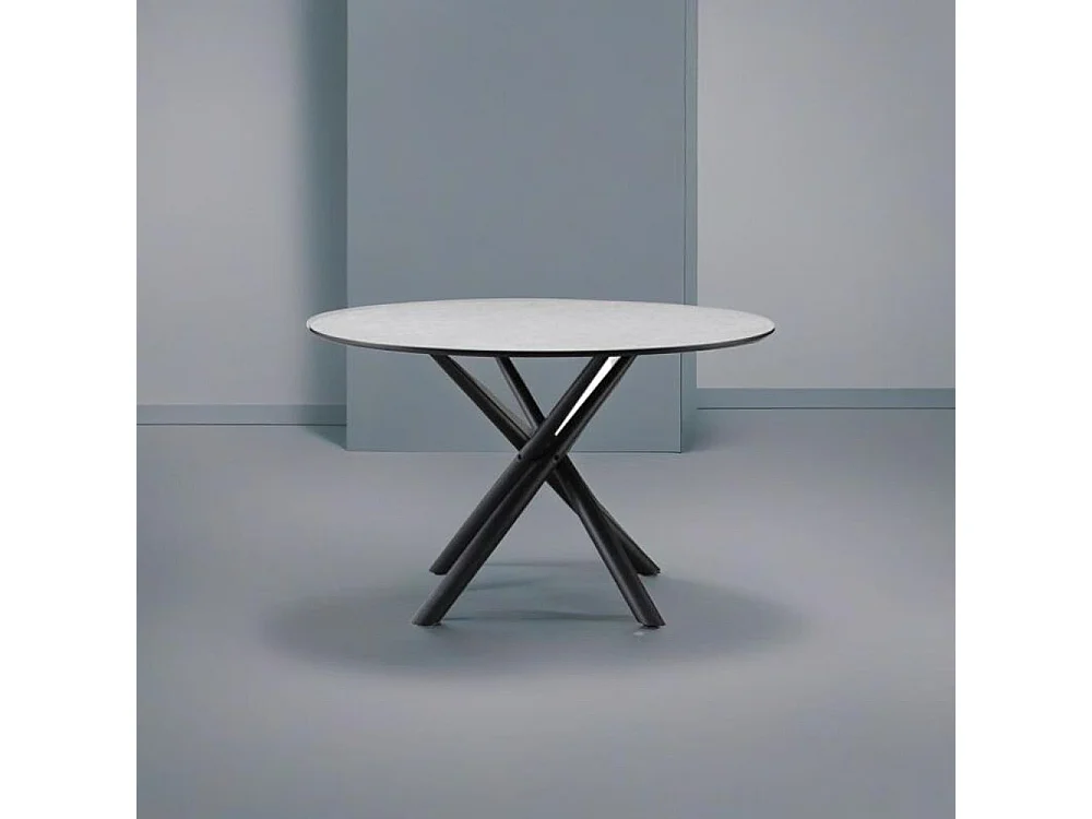 Tavolo rotondo Logan piano cemento e gambe nere 120x120x76.5H