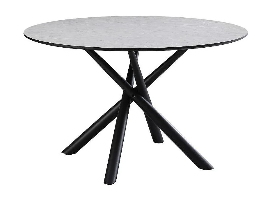 Tavolo rotondo Logan piano cemento e gambe nere 120x120x76.5H