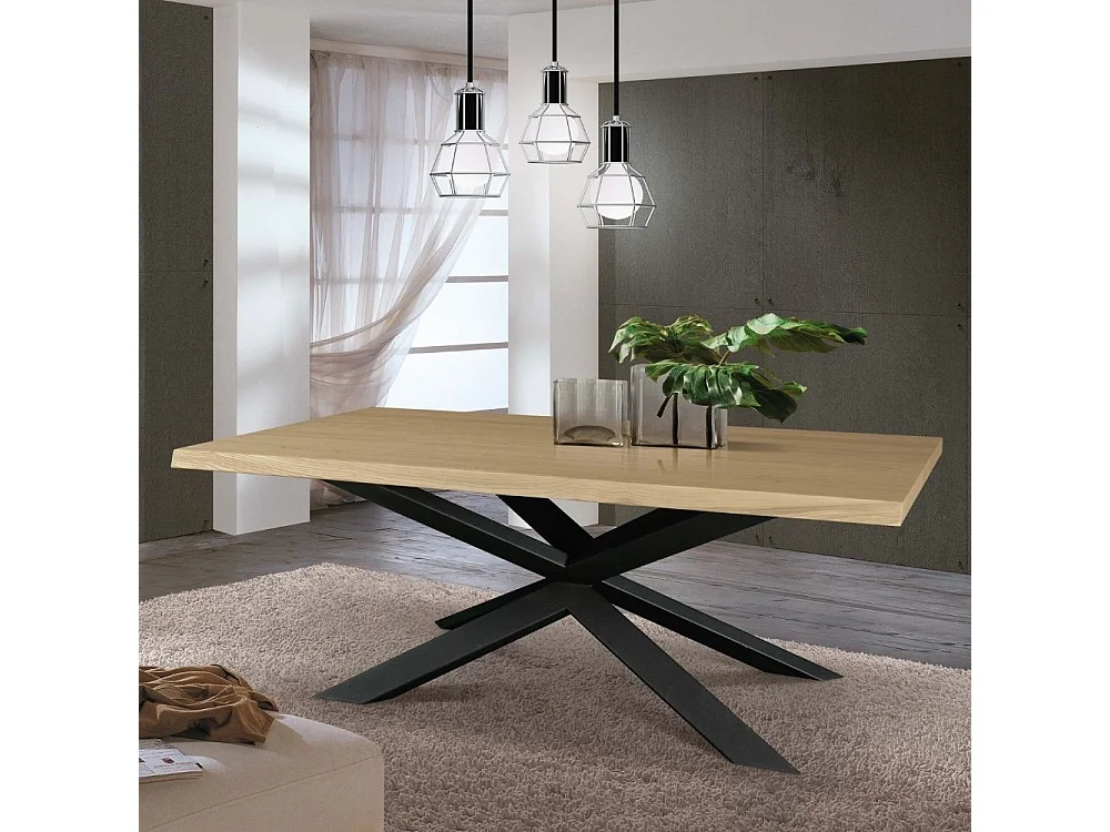 Tavolo Taranta con piano in legno e struttura acciaio