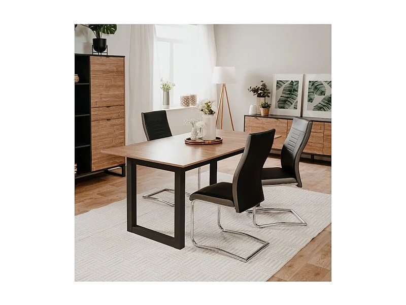 Tavolo rettangolare allungabile piano color legno e gambe antracite Austin80A 160x90x75