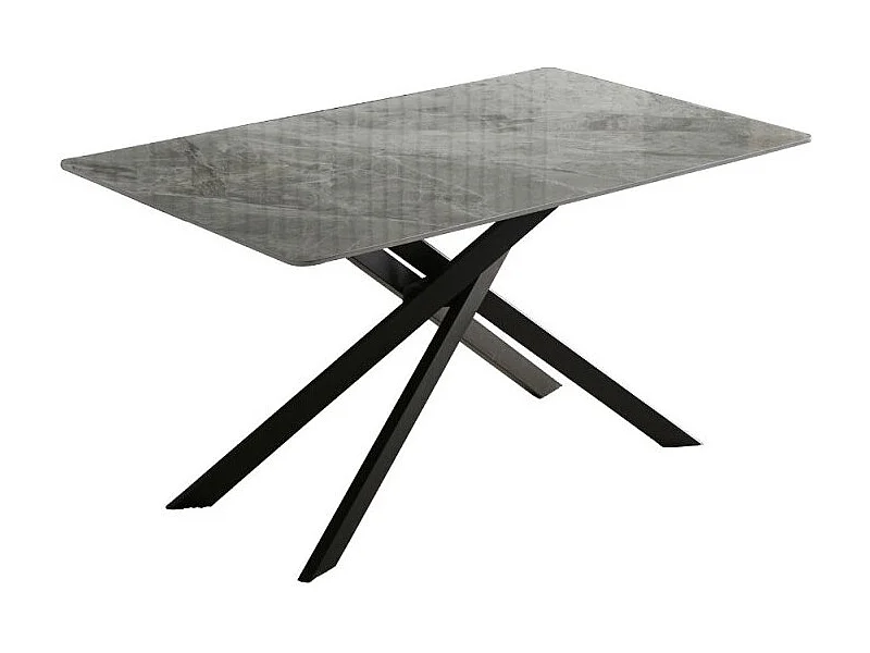 Tavolo rettangolare Pacific piano in ceramica effetto marmo grigio lucido