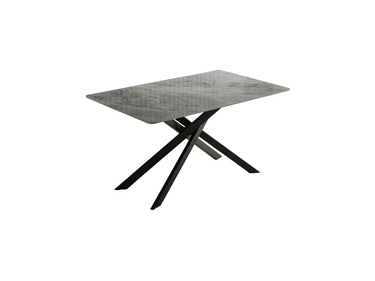 Tavolo rettangolare Pacific piano in ceramica effetto marmo grigio lucido