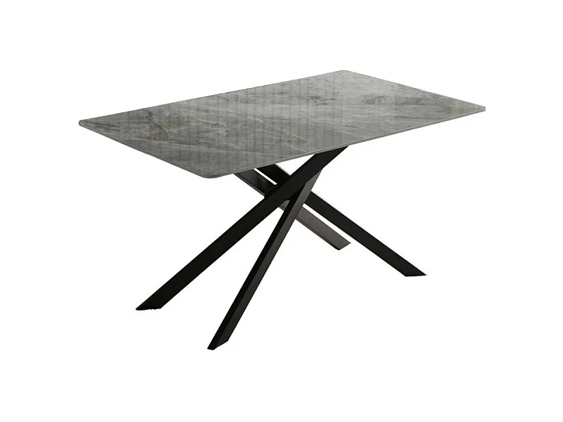 Tavolo rettangolare Pacific piano in ceramica effetto marmo grigio lucido