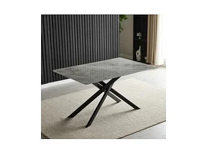 Tavolo rettangolare Pacific piano in ceramica effetto marmo grigio lucido