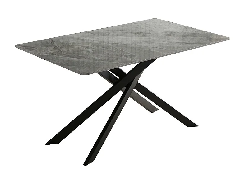 Tavolo rettangolare Pacific piano in ceramica effetto marmo grigio lucido