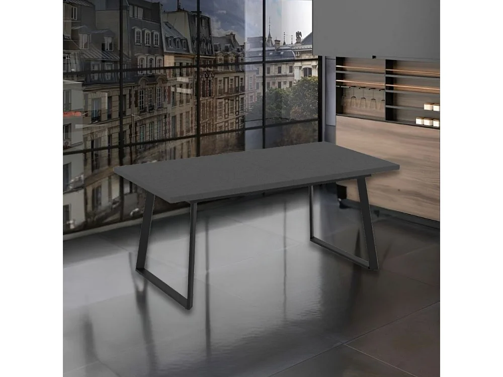 Tavolo allungabile piano ossido e gambe in metallo nero Lavinya 170x90x75h