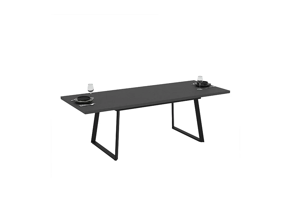 Tavolo allungabile piano ossido e gambe in metallo nero Lavinya 170x90x75h
