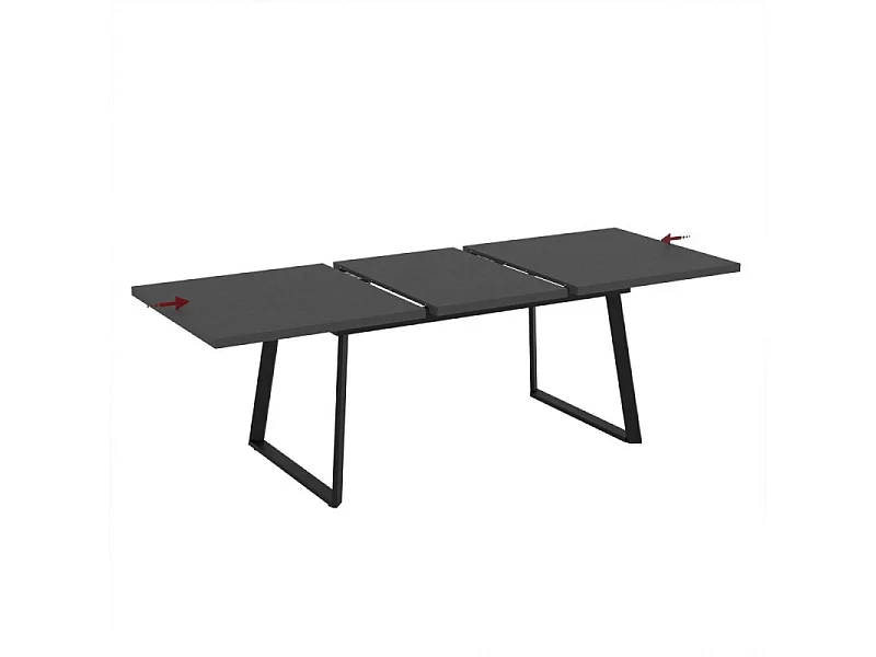 Tavolo allungabile piano ossido e gambe in metallo nero Lavinya 170x90x75h