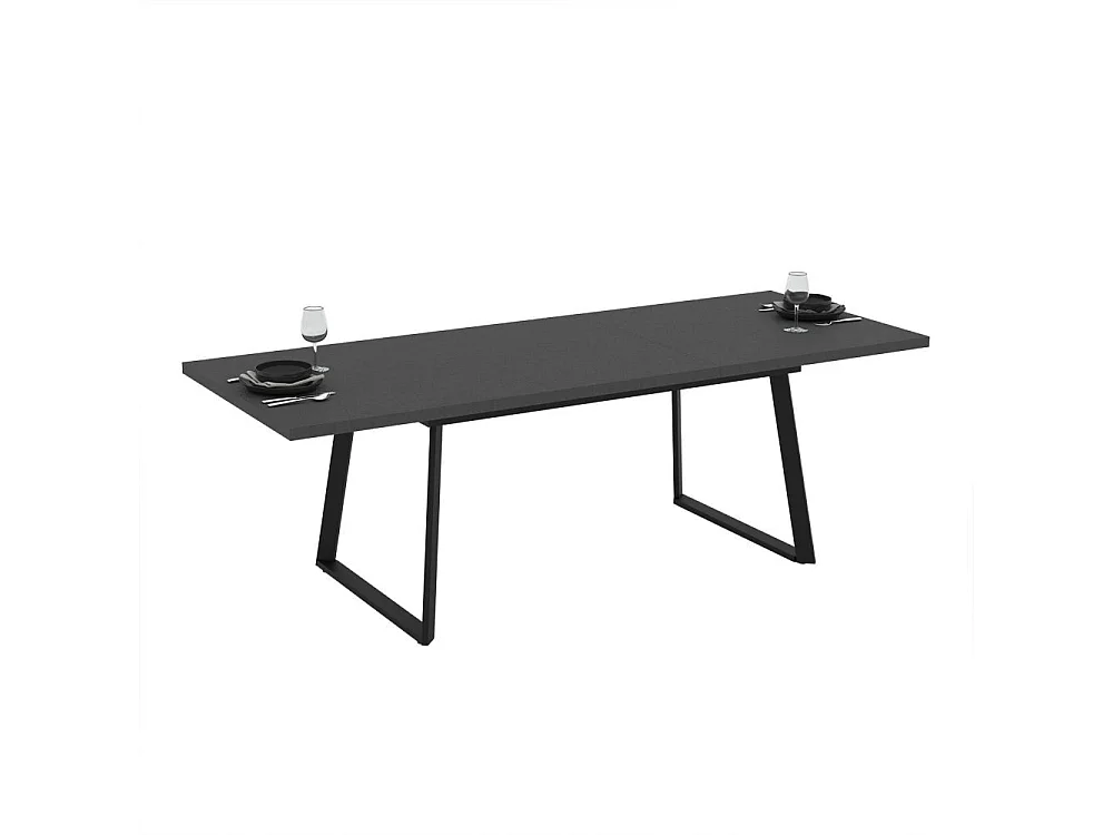 Tavolo allungabile Lavinya piano ossido e gambe in metallo nero 170x90x75h