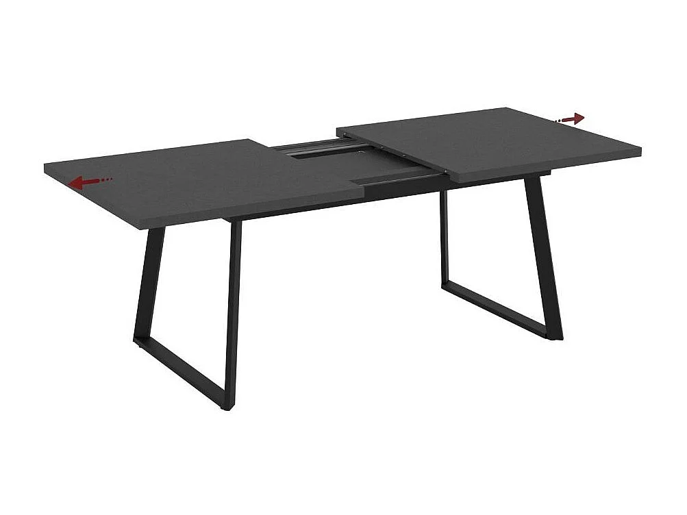 Tavolo allungabile Lavinya piano ossido e gambe in metallo nero 170x90x75h