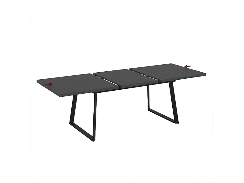 Tavolo allungabile Lavinya piano ossido e gambe in metallo nero 170x90x75h