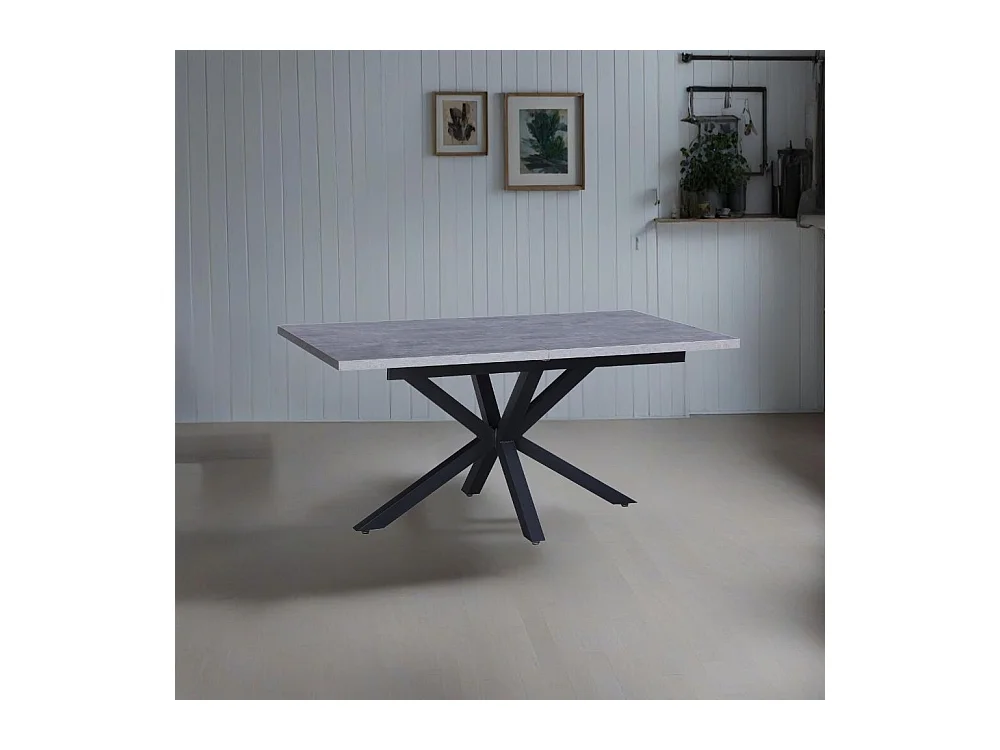 Tavolo rettangolare allungabile Rob piano cemento e gambe nere 160x90x75H