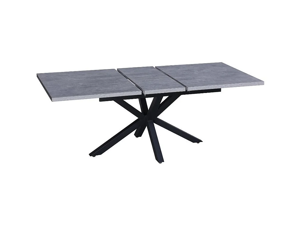 Tavolo rettangolare allungabile Rob piano cemento e gambe nere 160x90x75H