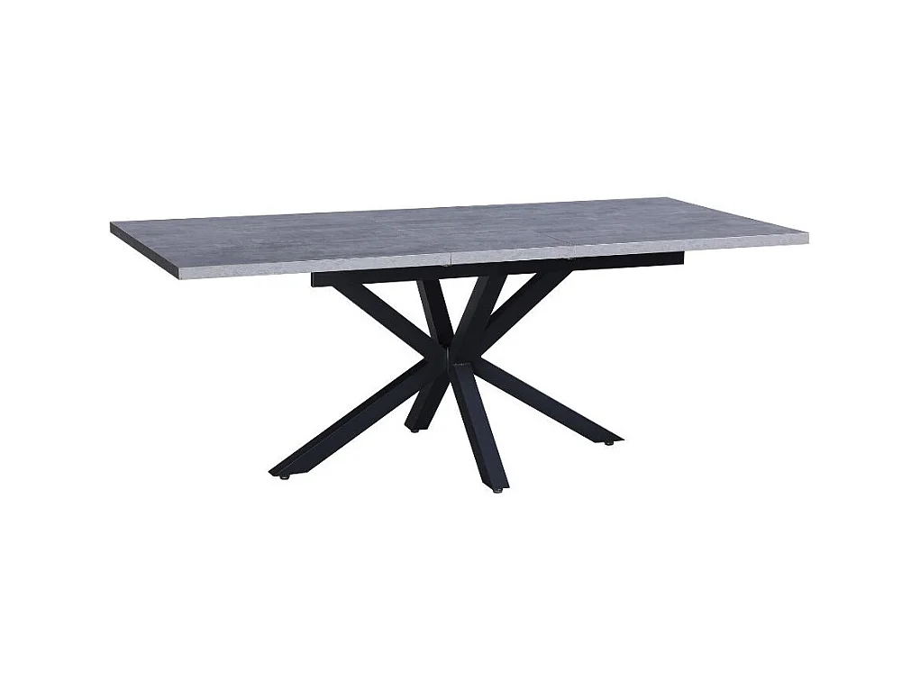 Tavolo rettangolare allungabile Rob piano cemento e gambe nere 160x90x75H