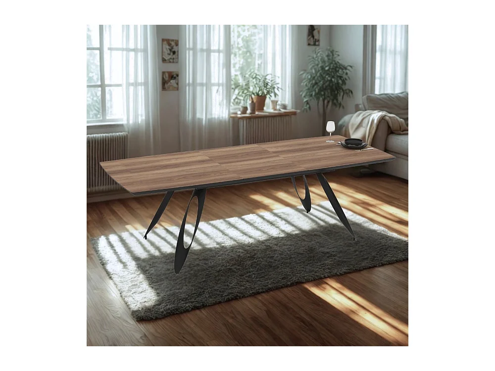 Tavolo allungabile Merkur con gambe in metallo sagomate e piano colore rovere hazar frassino 190x103x76H