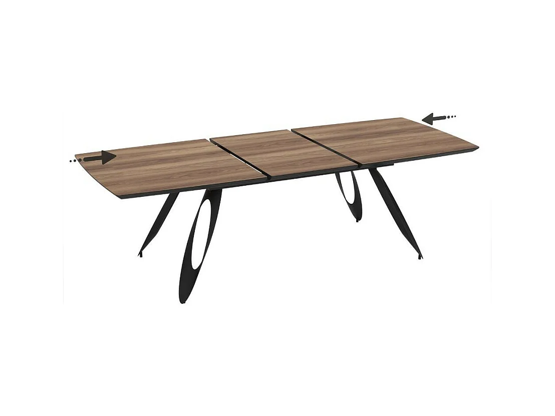 Tavolo allungabile Merkur con gambe in metallo sagomate e piano colore rovere hazar frassino 190x103x76H