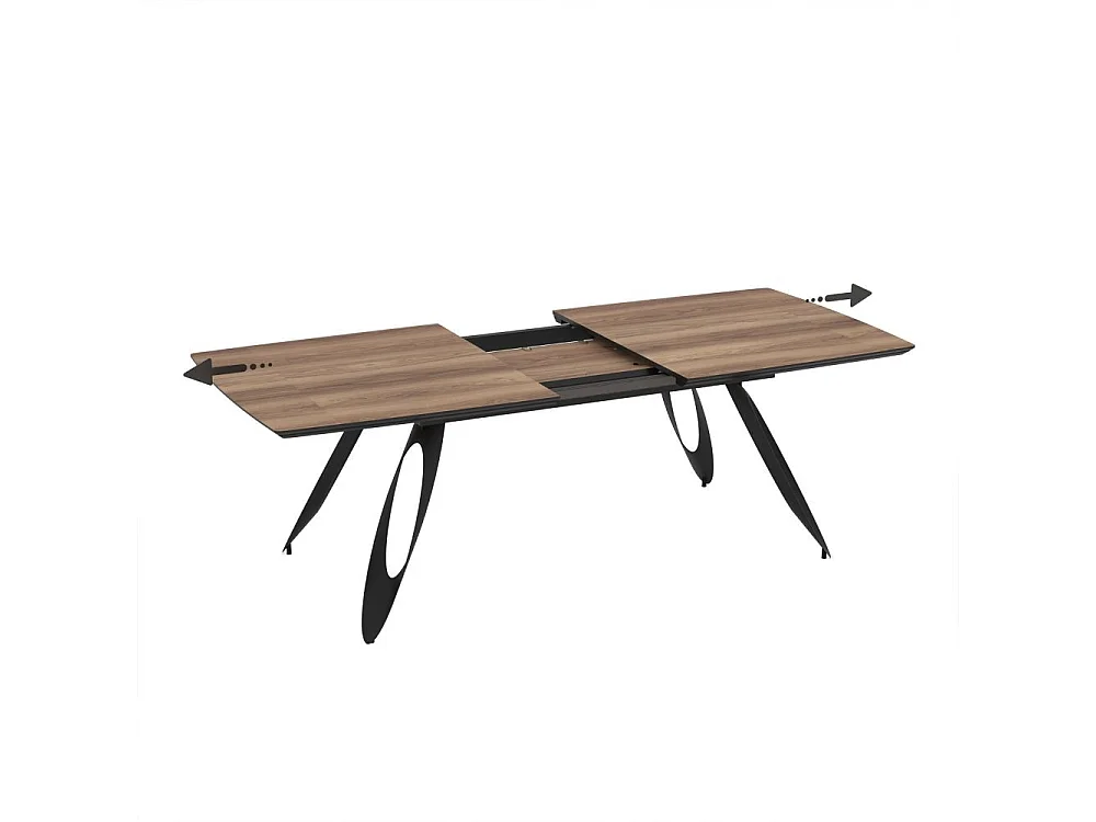 Tavolo allungabile Merkur con gambe in metallo sagomate e piano colore rovere hazar frassino 190x103x76H