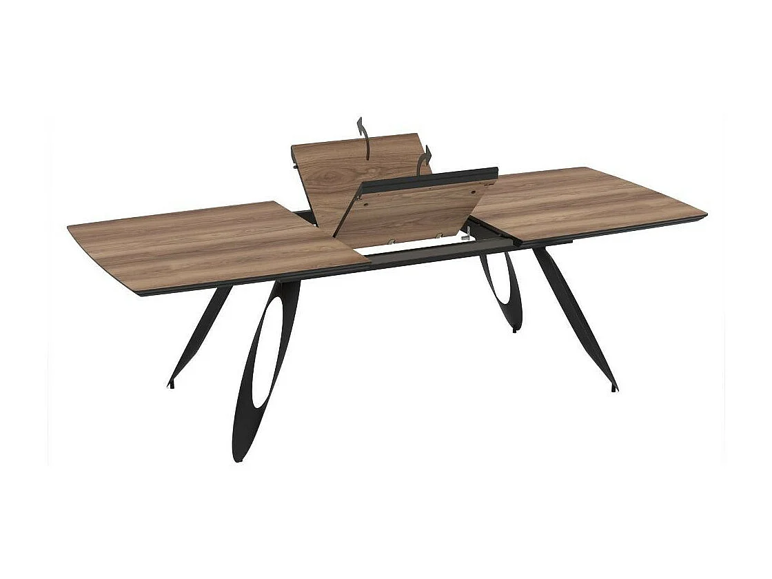 Tavolo allungabile Merkur con gambe in metallo sagomate e piano colore rovere hazar frassino 190x103x76H