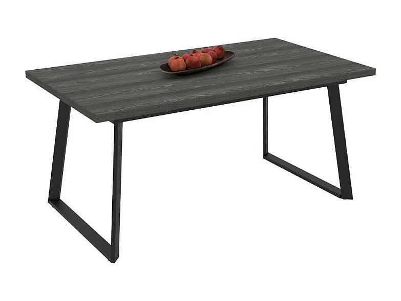 Tavolo allungabile piano larice grigio e gambe in metallo nero Lavinya 170x90x75h