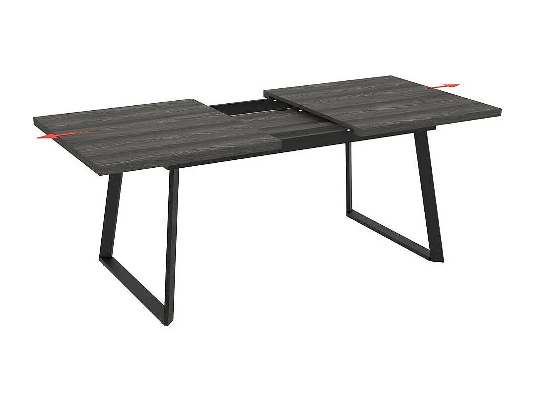 Tavolo allungabile piano larice grigio e gambe in metallo nero Lavinya 170x90x75h