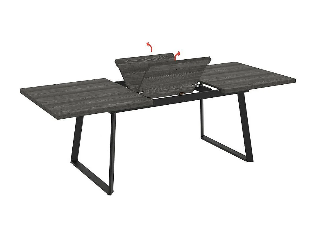 Tavolo allungabile piano larice grigio e gambe in metallo nero Lavinya 170x90x75h