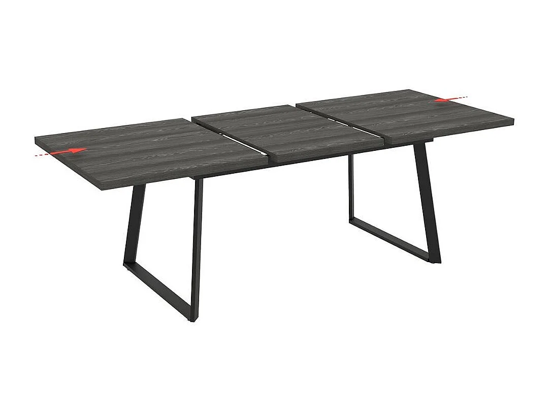 Tavolo allungabile piano larice grigio e gambe in metallo nero Lavinya 170x90x75h