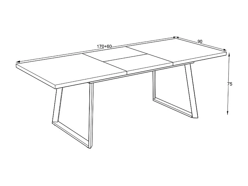 Tavolo allungabile piano larice grigio e gambe in metallo nero Lavinya 170x90x75h