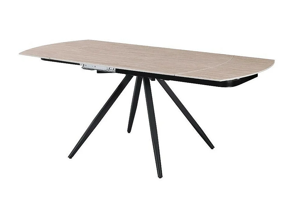 Tavolo girevole allungabile Kitti con piano in ceramica effetto marmo travertino 120x88x76H