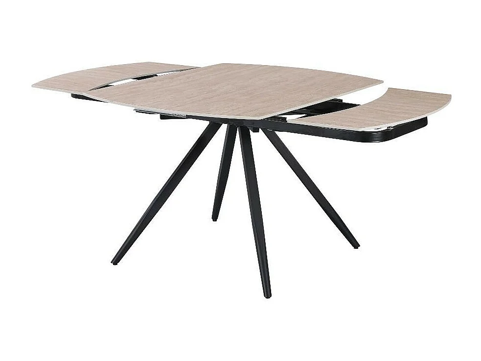 Tavolo girevole allungabile Kitti con piano in ceramica effetto marmo travertino 120x88x76H