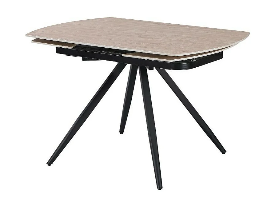 Tavolo girevole allungabile Kitti con piano in ceramica effetto marmo travertino 120x88x76H