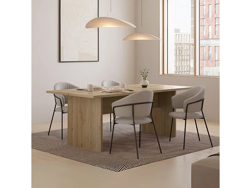 Tavolo rettangolare fisso Loana rovere cadiz 200x100x75H – Eleganza conviviale per ogni occasione