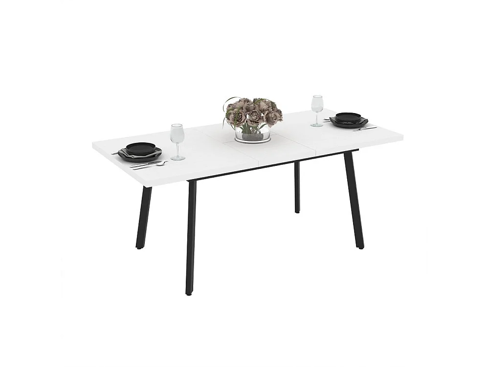 Tavolo allungabile Lini piano bianco frassinato e gambe in metallo nero 138x85x76h