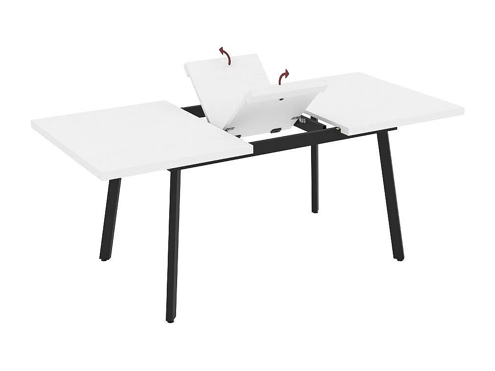 Tavolo allungabile Lini piano bianco frassinato e gambe in metallo nero 138x85x76h