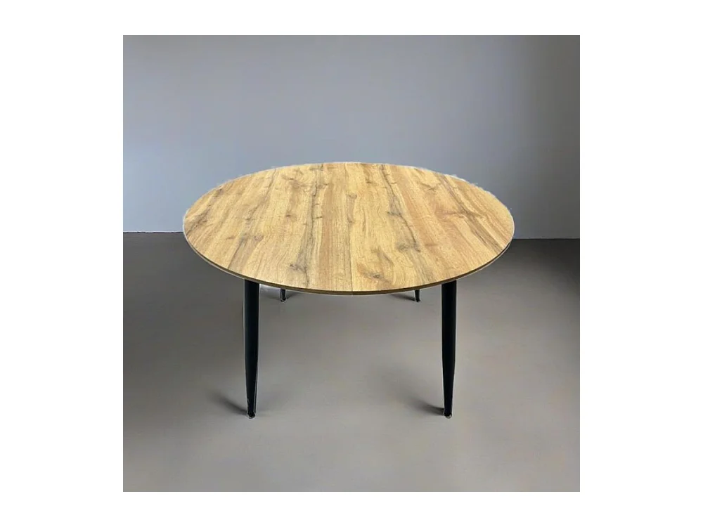 Tavolo rotondo allungabile rovere con gambe nere Cordelia 120x120x75